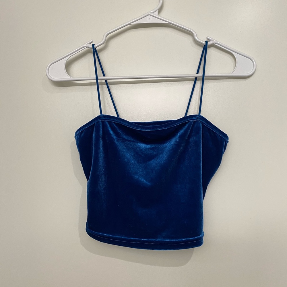 Never worn velvet blue crop top